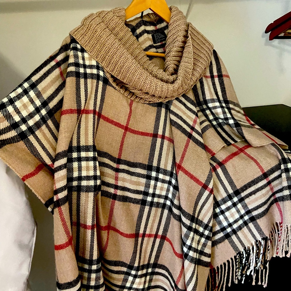 Plaid poncho